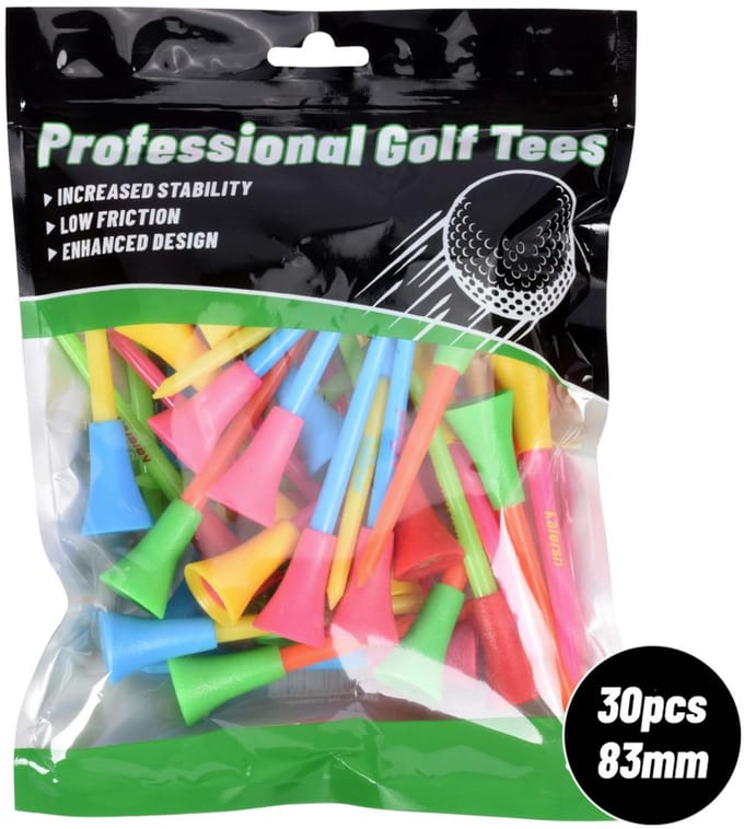 Stripe kunststof golftees 83 mm - 30 stuks - Rubberen top