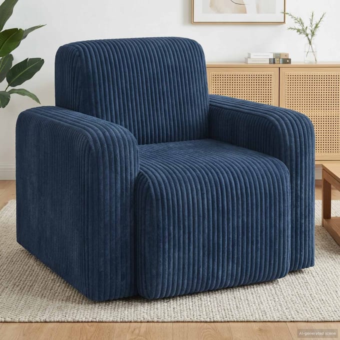 vidaXL - Fauteuil - Marineblauw - corduroy