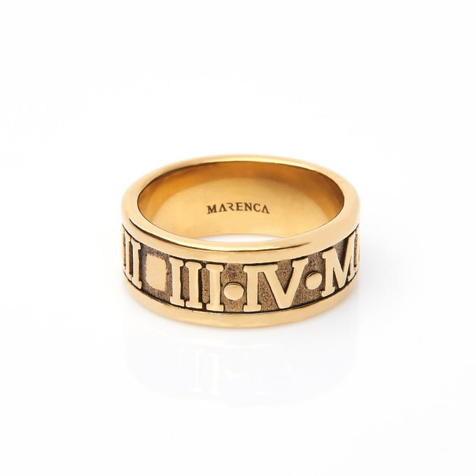 Marenca gouden heren ring met Romeinse cijfers (S)