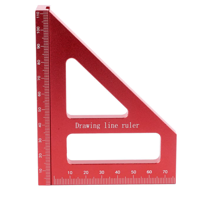 Règle de mesure multi-angles 3D 45 90 degrés Alliage d'aluminium Équerre de menuiserie Rapporteur d'onglet rouge