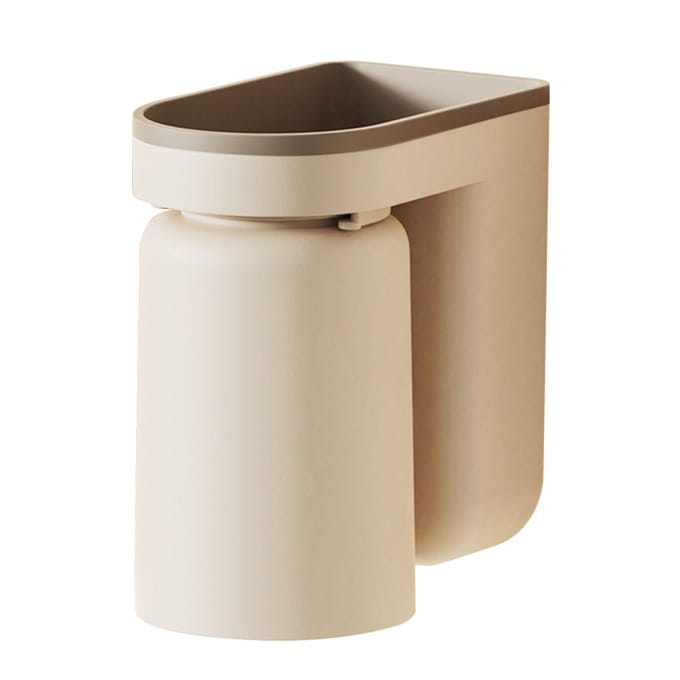 Porte-brosse à dents mural multifonctionnel sans trou à suspendre support de rangement beige