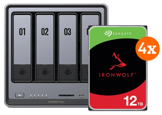 UGREEN NASync DXP4800 Plus + Seagate Ironwolf 12TB 4-Pack