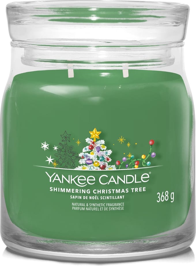 Yankee Candle - Shimmering Christmas Tree Medium Geurkaars - 50 branduren - 2 lonten