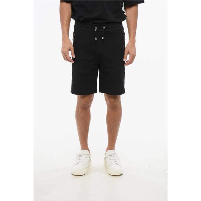 Jersey shorts met zijlogoband in zwart