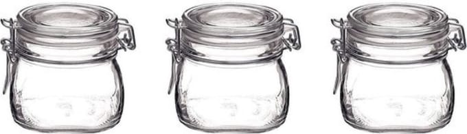 Bormioli Rocco Weckpot - 3x - 500 ml - met rubberen ring - inmaakpot - beugelsluiting