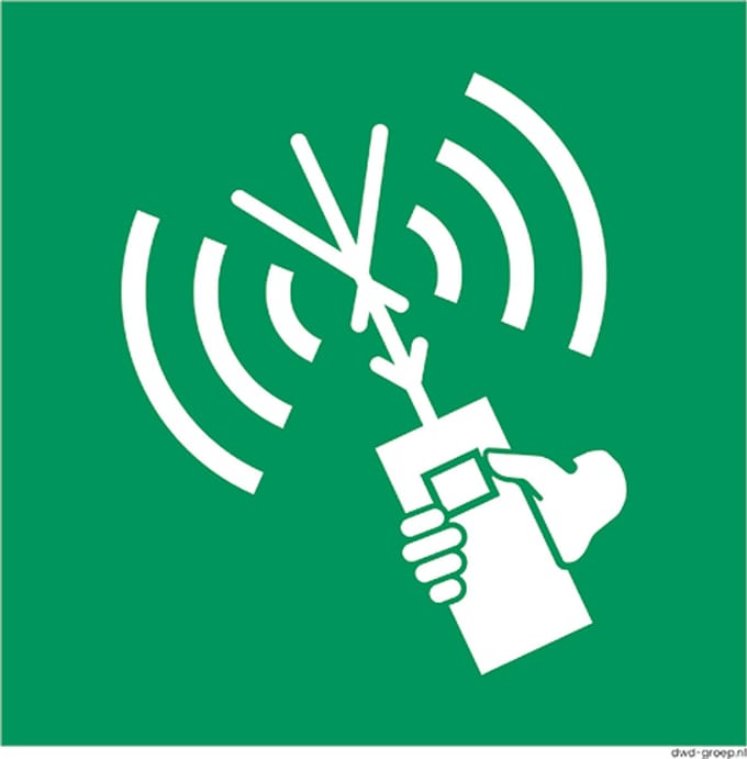Tweerichting VHF radiotelefoon bord 200x200 mm - ISO 7010 E051