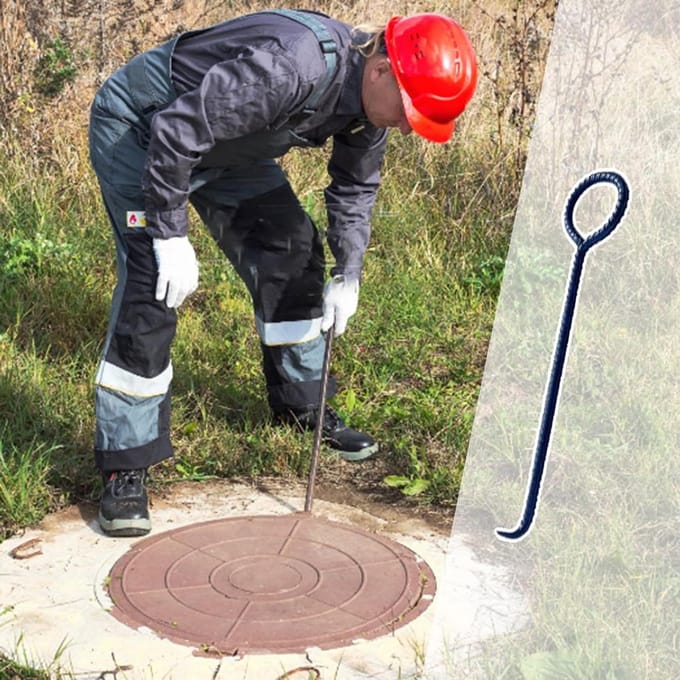Puthaak Rioolputdeksel - Hefhaak Deksel - Zware Deksel Verplaatsen - Ergonomische Greep - 70 cm - Zwart