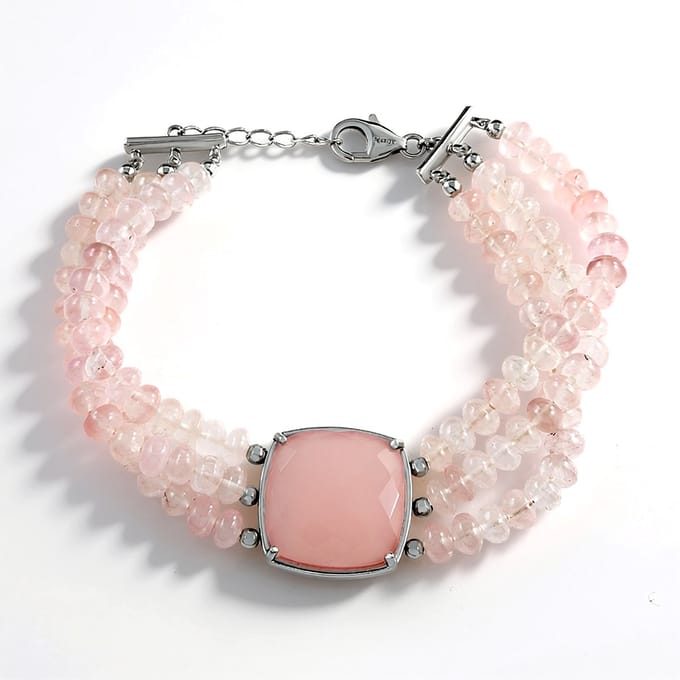 Chalcedoon & Rozenkwarts Armband Zilver