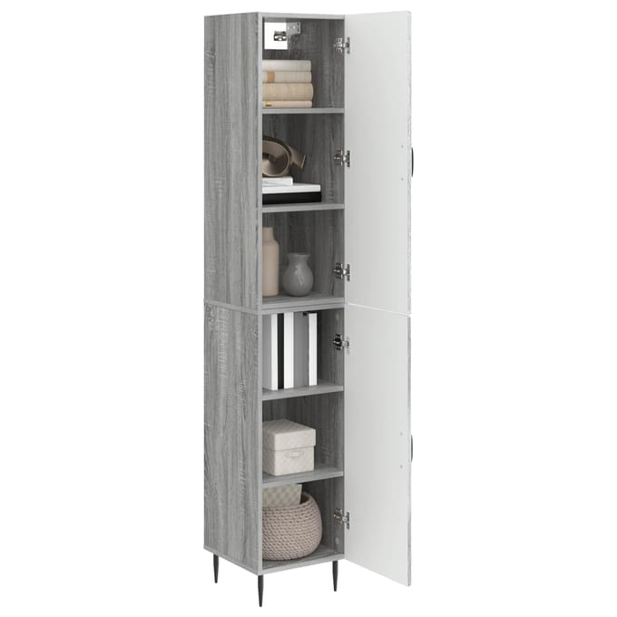 vidaXL - Kast - Set - 2 - st - Grijs - Sonoma - Bewerkt - hout