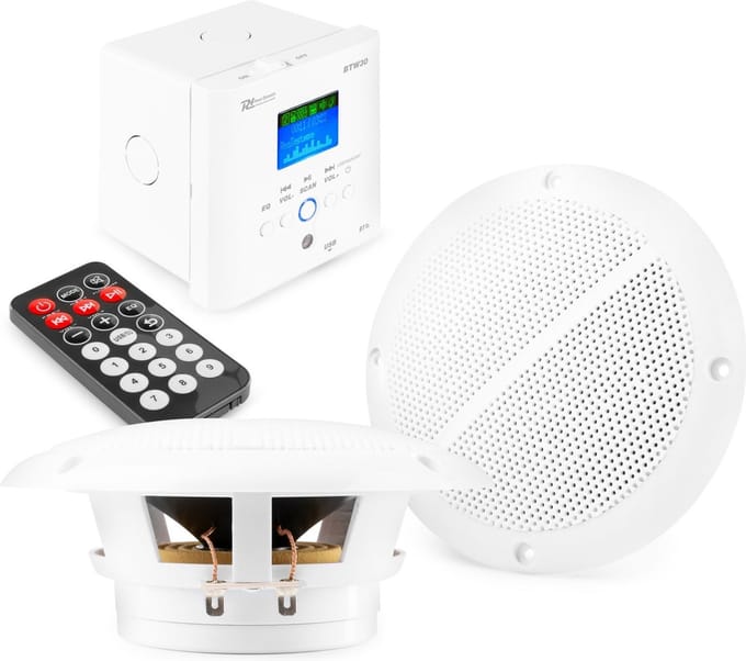 Inbouw speakers plafond Bluetooth - Complete set voor o.a. badkamer, etc. - Met inbouw versterker
