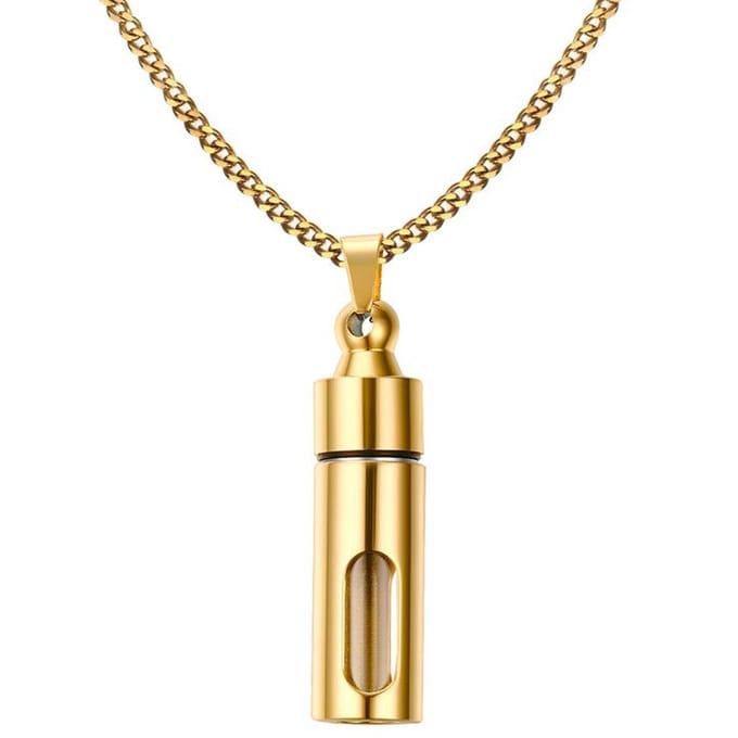 Ketting met Afsluitbare Ashanger Urn Hanger (breed model) - Goud kleurig - Kettingen Heren Dames