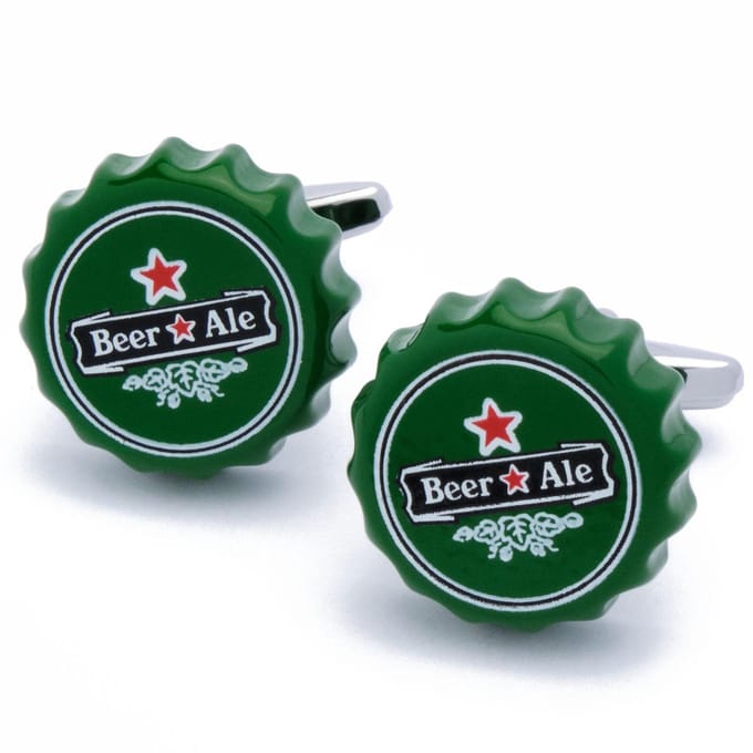 Manchetknopen - Bierdoppen Groen Beer Ale