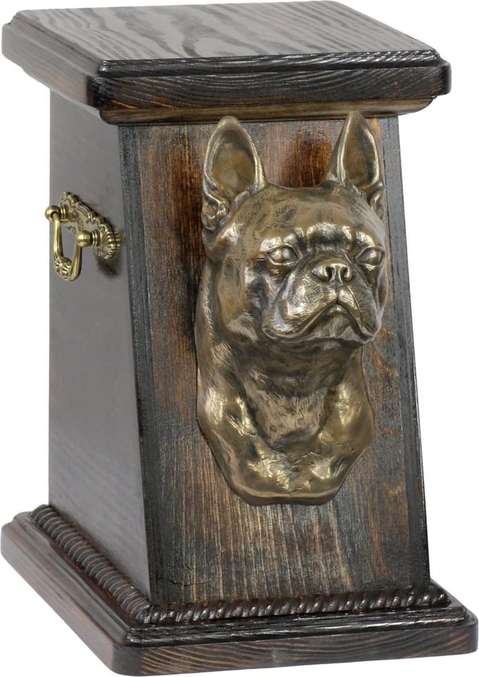 Elegante urn voor hondenas met Boston Terrier beeldje