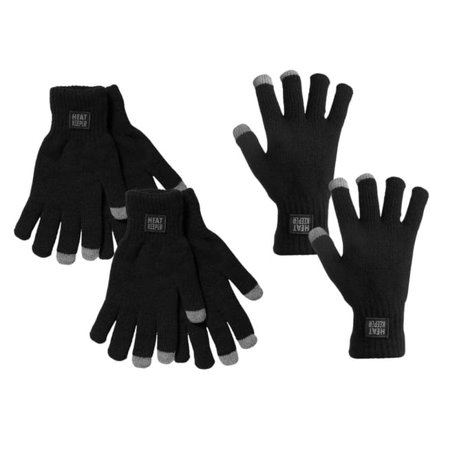 Thermo handschoenen dames met I-touch - Zwart - One Size - 4-Paar - Voordeel - One Size