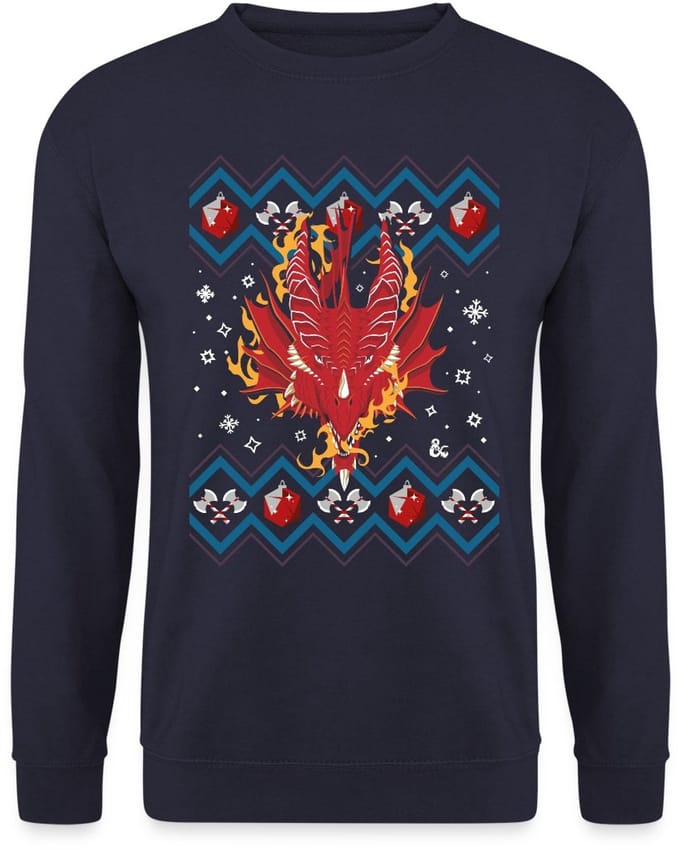 Dungeon & Dragons DND Drakenkop Ugly Christmas Sweater Heren