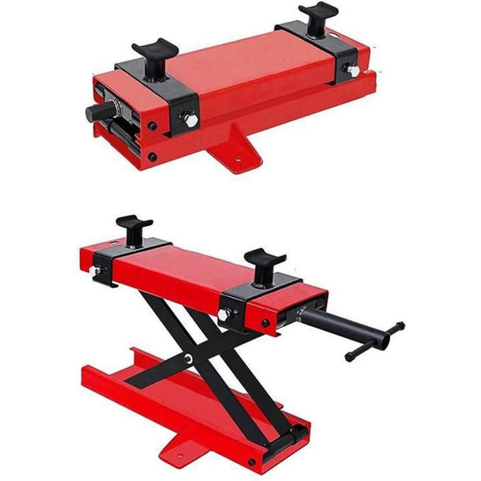 Cric ciseaux moto professionnel en métal robuste cric de levage stable pour moto red