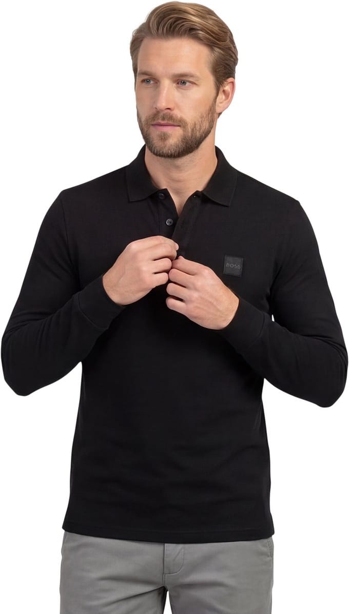 Boss Orange Passerby bruin effen lange mouw polo