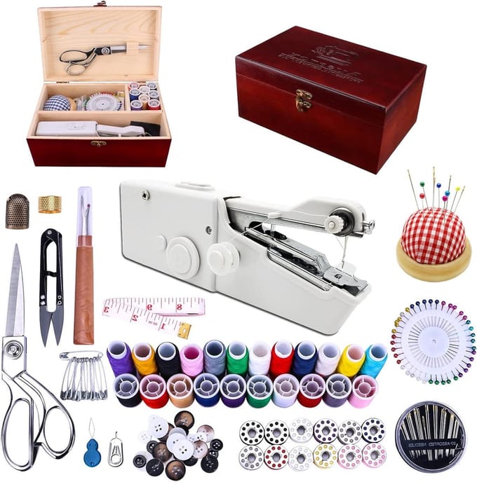 Handnaaimachine - Draagbare naaier - Snelle reparaties - Complete naaidoos - 153 Delig - Wit