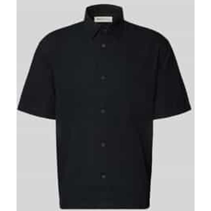 Tom Tailor Denim - Losvallend katoenen overhemd met korte mouwen - Maat S - Black