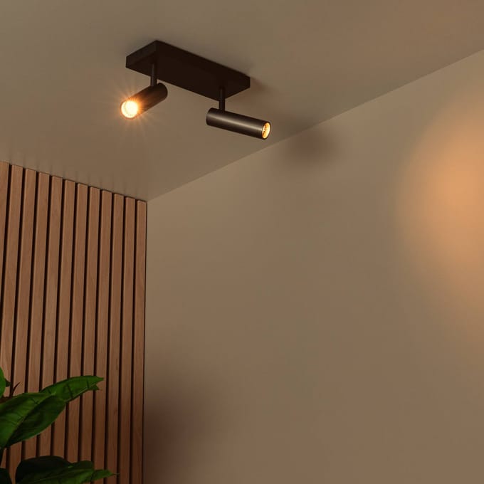 Lucide GRADO - Plafondspot (Plafondlamp) - 2xGU10 (MR11) - Grijs ijzer