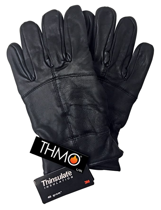 THMO - Winddichte herenhandschoenen van Dunsulate-leer - Zwart