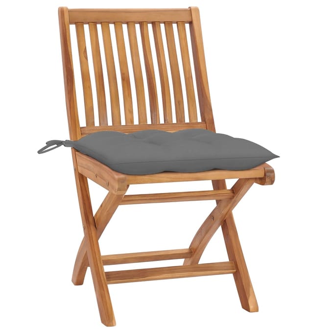 vidaXL - Klapstoelen - met - kussens, - 6 - stuks, - massief - teakhout