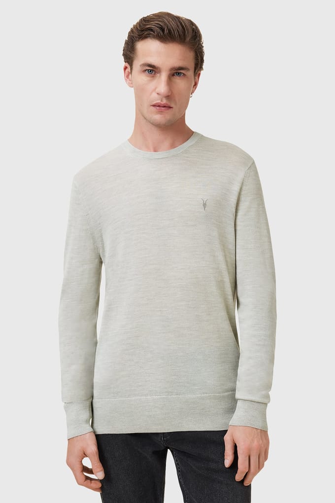 AllSaints Mode Merino Crew Slate Green Taglia: S | Maglioni a maglia Outlet | Uomo | Verde