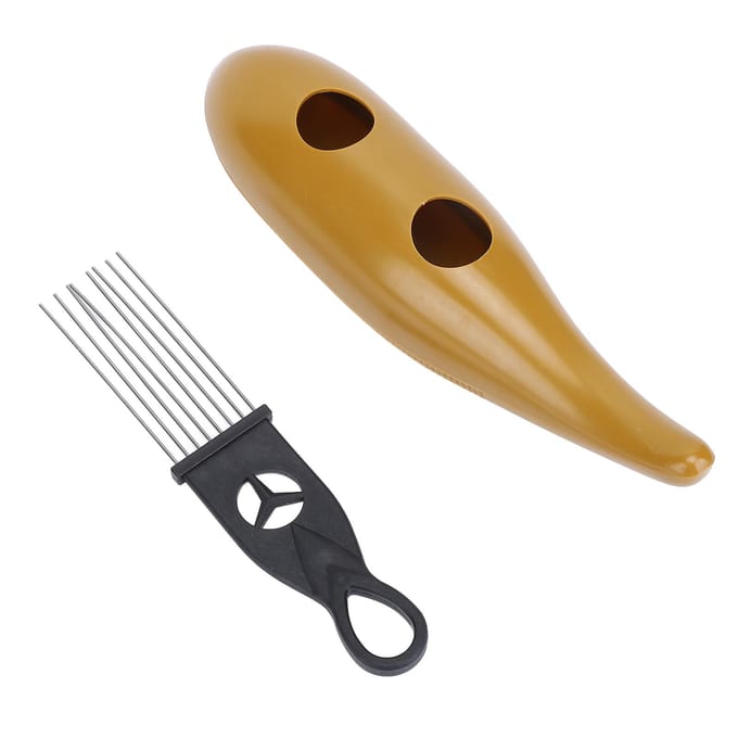 Guiro Instrument RVS en ABS Koffiekleur Visvorm Guiro Latijns Percussie Instrument beige