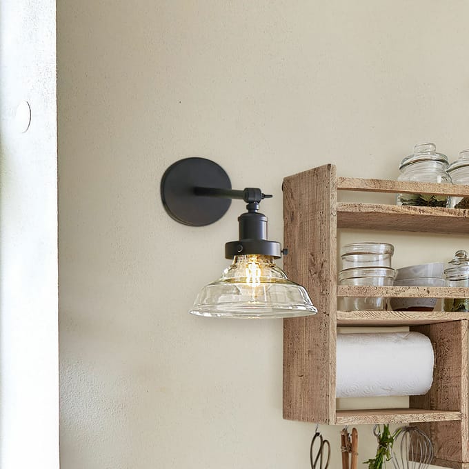 LOBERON Wandlamp Manel zwart/helder