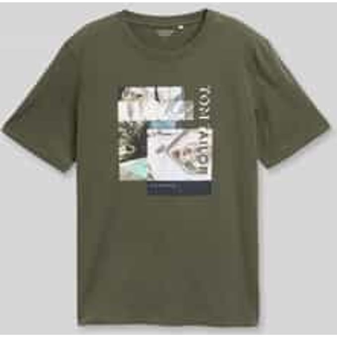 Tom Tailor - Heren t-shirt - Maat M - Mannen - Khaki - katoen
