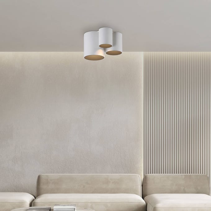 PURE LED badkamer plafondlamp Point, wit, lengte 18 cm, 3-lamps.