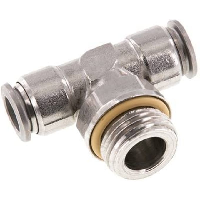 10mm x G1/2'' inline T-stuk RVS Insteekfitting Buitendraad FDA Draaibaar FKM