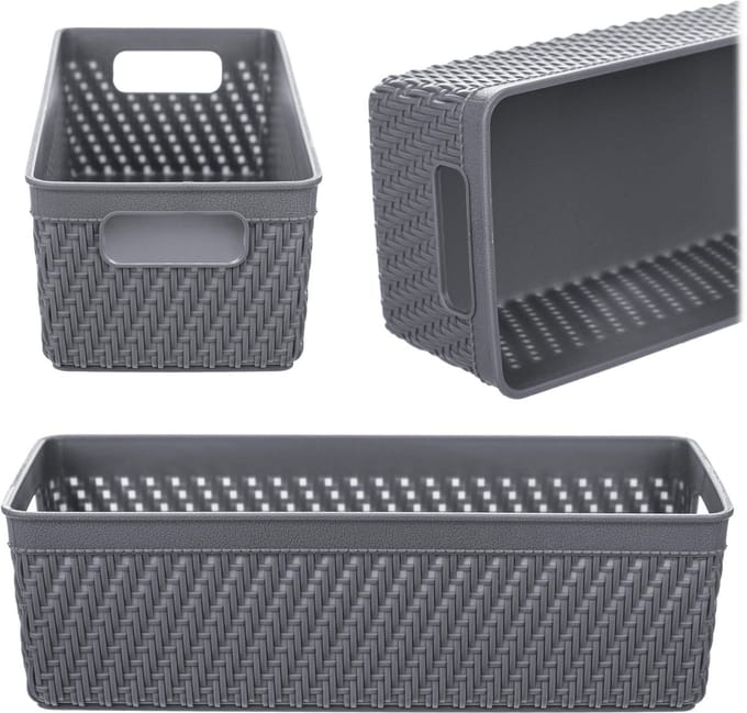 Lioni rechthoekige mand 24,5 x 10 x 7 cm donkergrijs