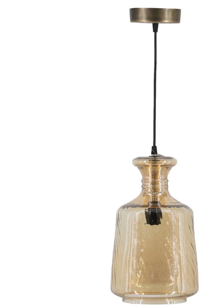 Hanglamp glas roest/goud
