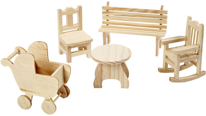 Creotime Houten Mini-meubels 5 X 10 Stuks Blank