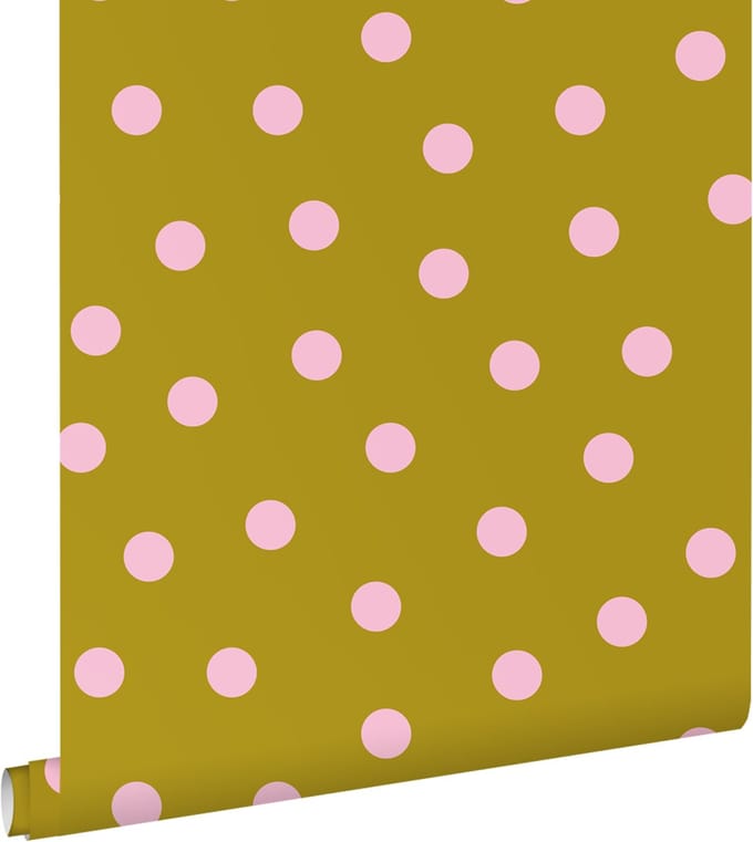 ESTAhome behang stippen groen en paars - 50 x 900 cm - 132031
