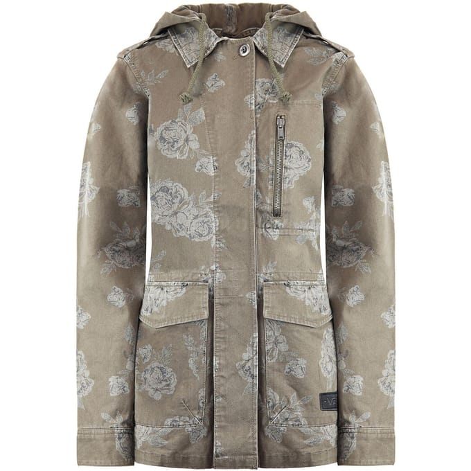 Vans Off The Wall Womens Coffey Hooded Jacket Floral Khaki X3V1LE A51B