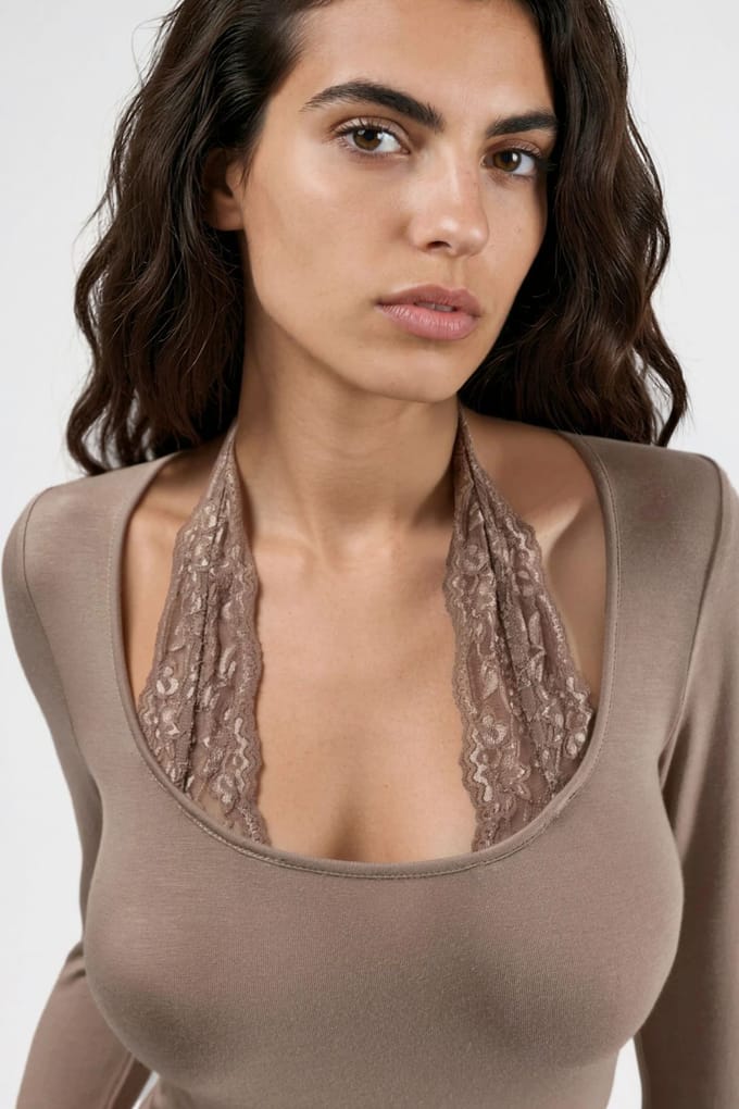 Kanten Halterneck Rekbare Viscose Top