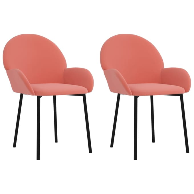 vidaXL - Eetkamerstoelen - 2 - st - fluweel - roze