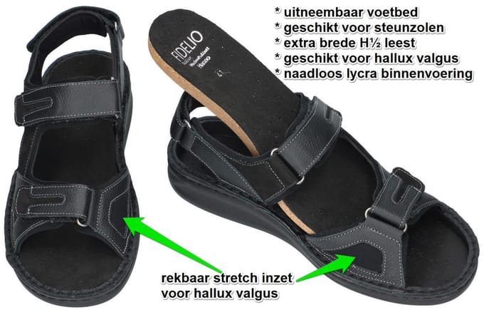 Fidelio Hallux -Heren - zwart - sandalen - maat 46