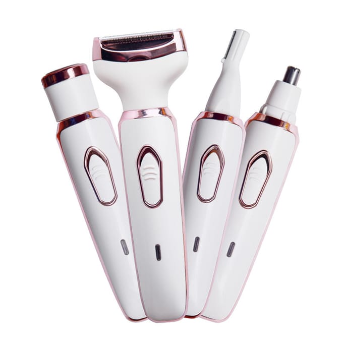 4-IN-1 Elektrische haarverwijderaar voor dames Oplaadbaar lichaamshaarverwijderingshulpmiddel Set Neushaar Liphaar wit