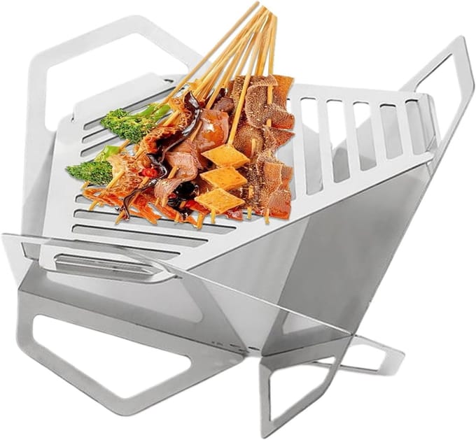Inklapbare Haard - Draagbare Vuurkorf - Tuin Terras Barbecue - Platte Decoratie - 27x15.5 cm - Grijs