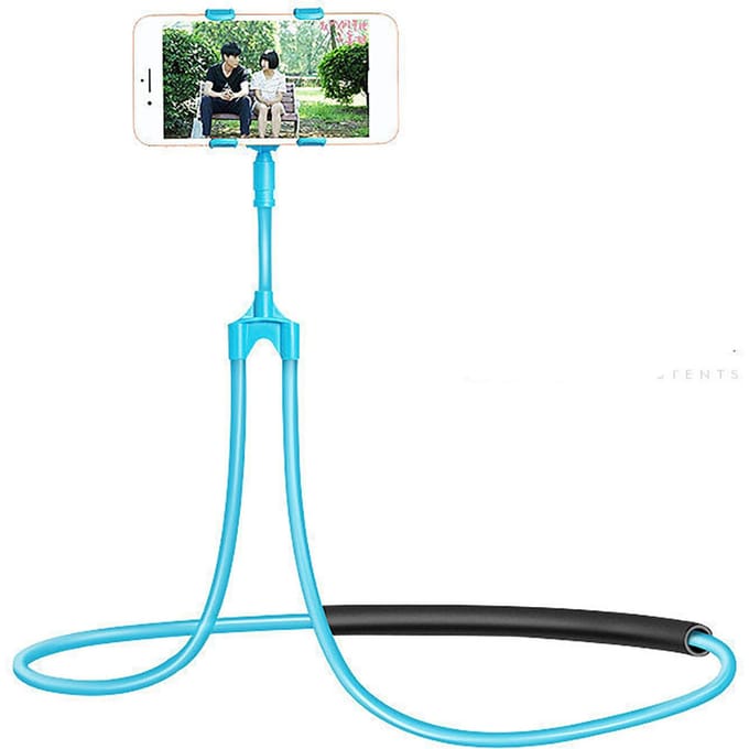 Mobiele Telefoonhouder Hangend om de Nek Multifunctioneel Flexibel Verstelbaar voor Bed Bank Auto Blauw blue