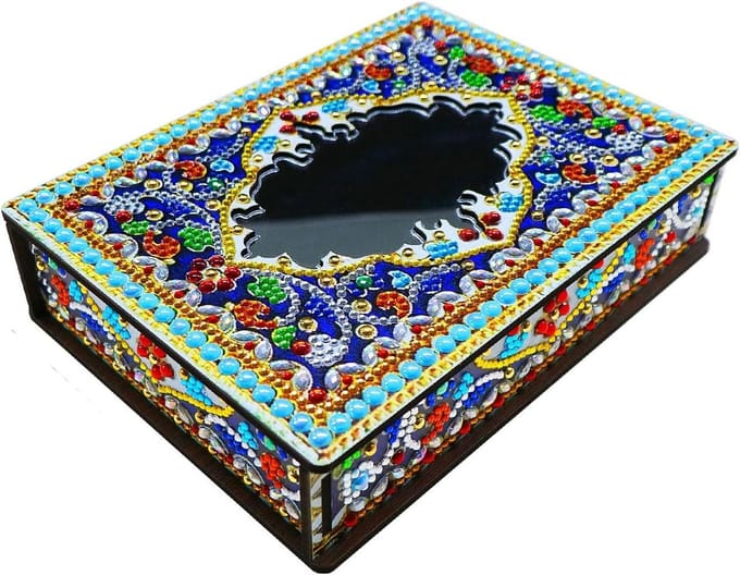Sieradendoos Hout - Opbergkoffer Accessoires - Sieraden Nizen - Waterdicht Mandala Design - 20 x 15 x 4.5 cm - Multicolor