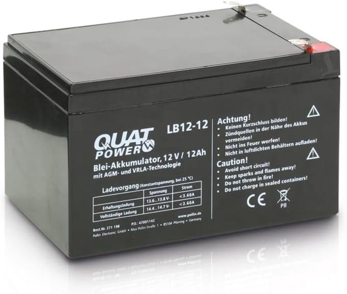 Oplaadbare Batterij - Accu 12V - Energie Opslag - Loodzuur Technologie - 12 Ah Capaciteit