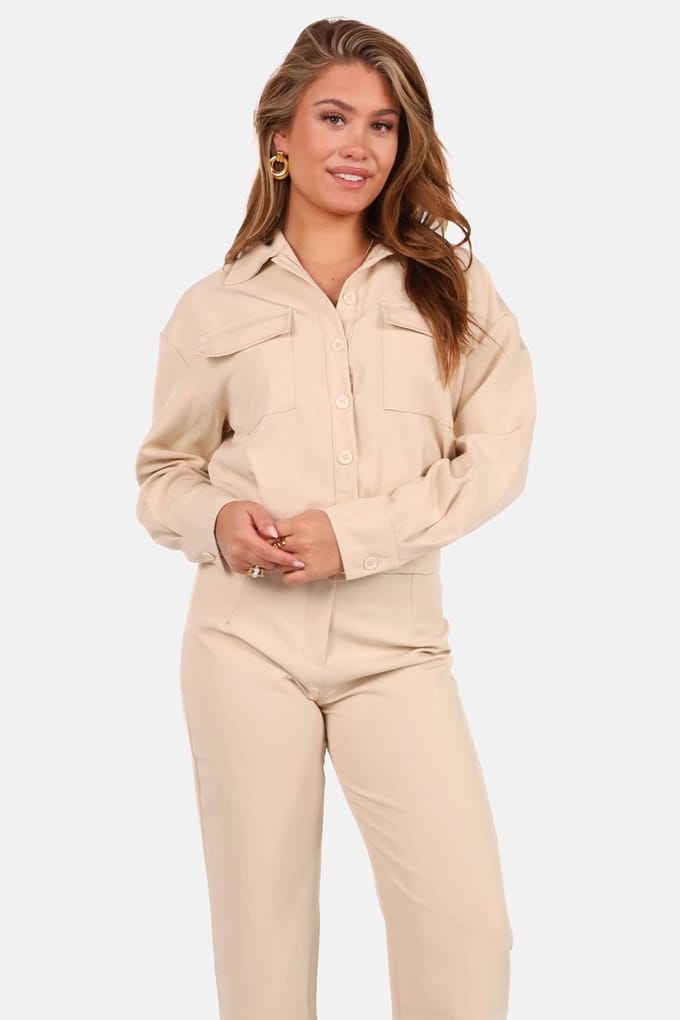 Getdrezzed Jasje - Maat: M - Kort jasje met knoopsluiting beige