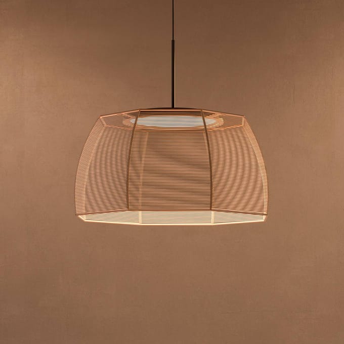 Bover LED hanglamp Tanit, Ø 61 cm, zwart/beige, stof