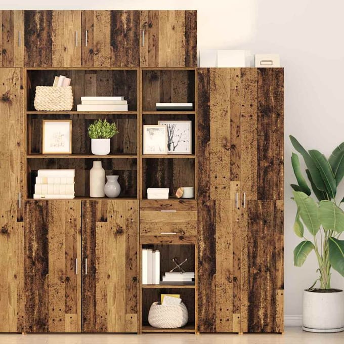 vidaXL - Highboard - Oud - Hout - 40 - x - 42,5 - x - 185 - cm - Bewerkt - hout