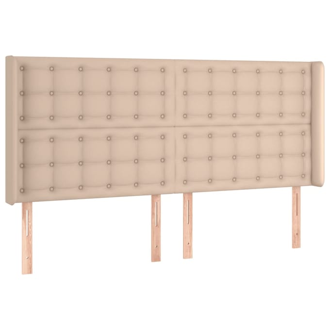 vidaXL - Hoofdbord - LED - 203x16x118/128 - cm - kunstleer - cappuccinokleurig