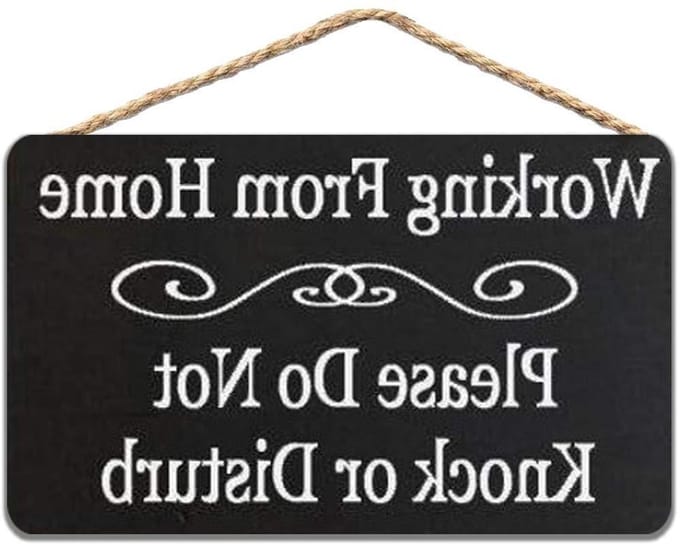 Houten Deurhanger - Woondecoratie Bord - Thuiswerken Aangeven - Rustiek Ontwerp - 13x25 cm - Niet gespecificeerd